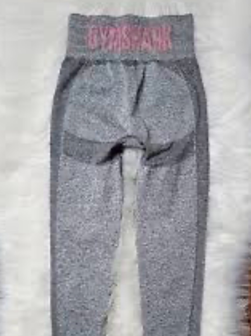 Gymshark Heather Gray Leggings with Dusty Rose Logo Waistband